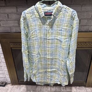 Men’s Vineyard Vines Murray Shirt 100% Linen Size Large Plaid